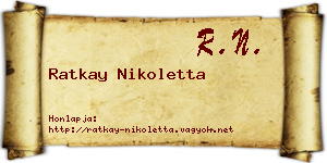 Ratkay Nikoletta névjegykártya